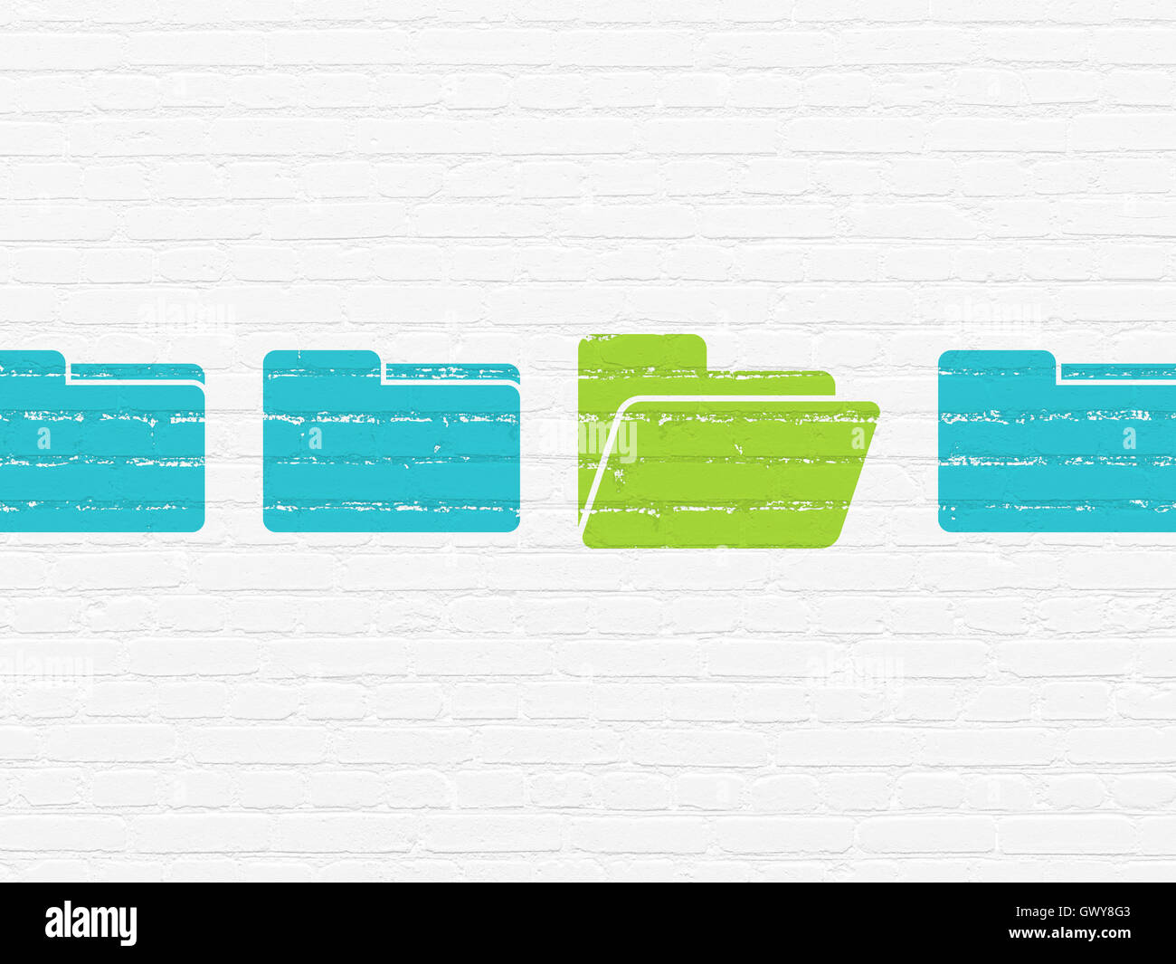 Finance concept: folder icon on wall background Stock Photo - Alamy