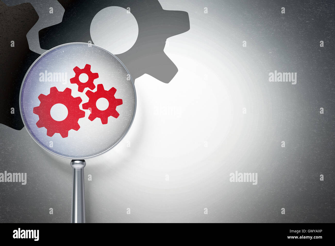 Data concept: Gears with optical glass on digital background Stock ...