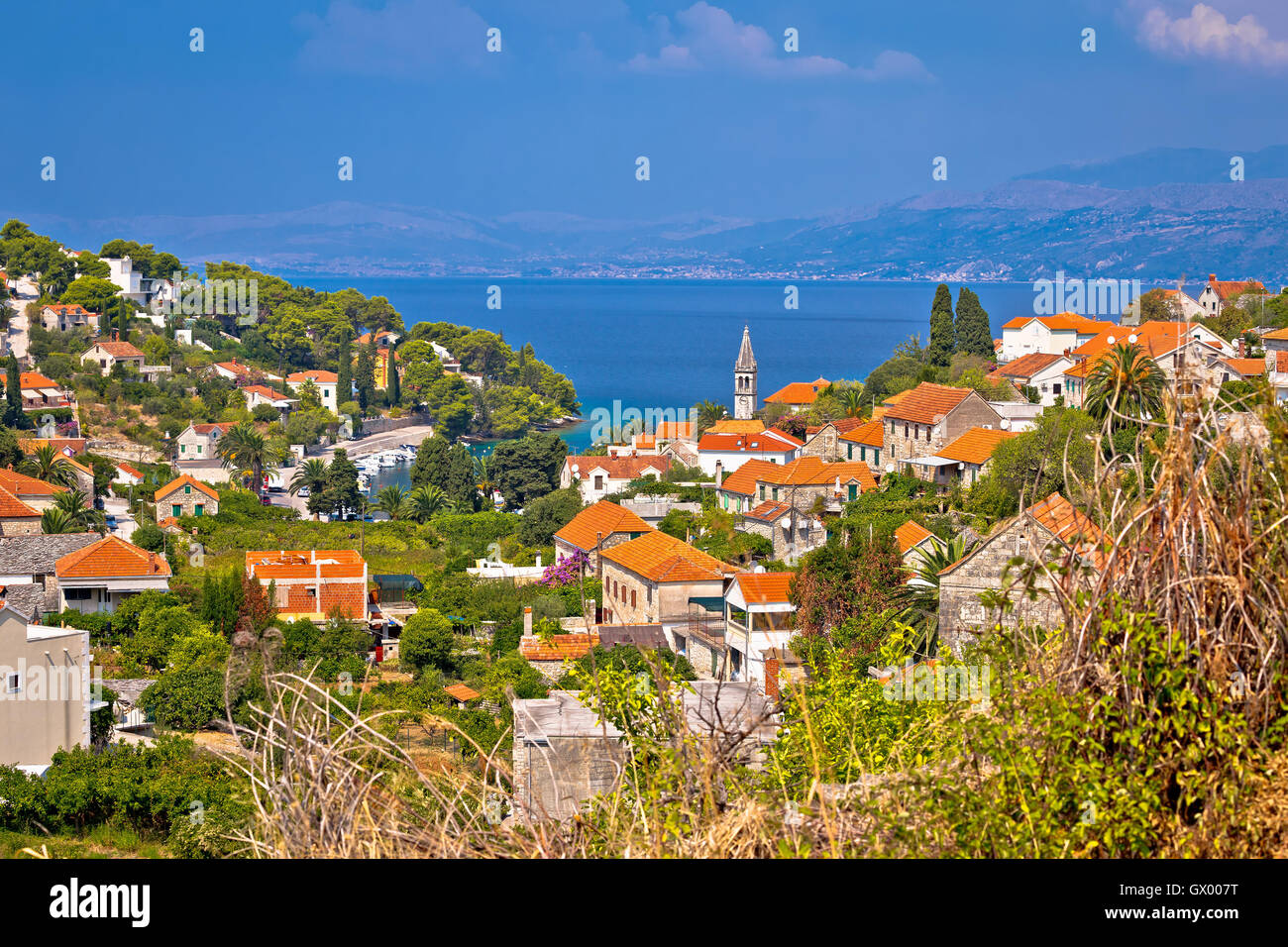 Splitska bay on Brac island view, Dalmatia, Croatia Stock Photo - Alamy
