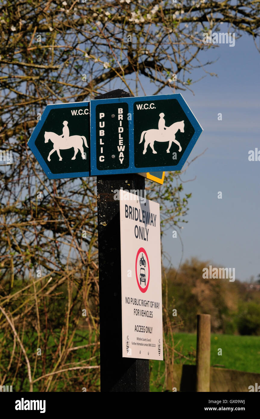 Public bridleway and footpath signpost Stock Photo Alamy