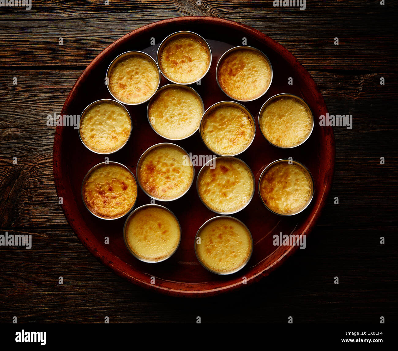Custard Creme Caramel Flan dessert bain marie oven cooked Stock Photo