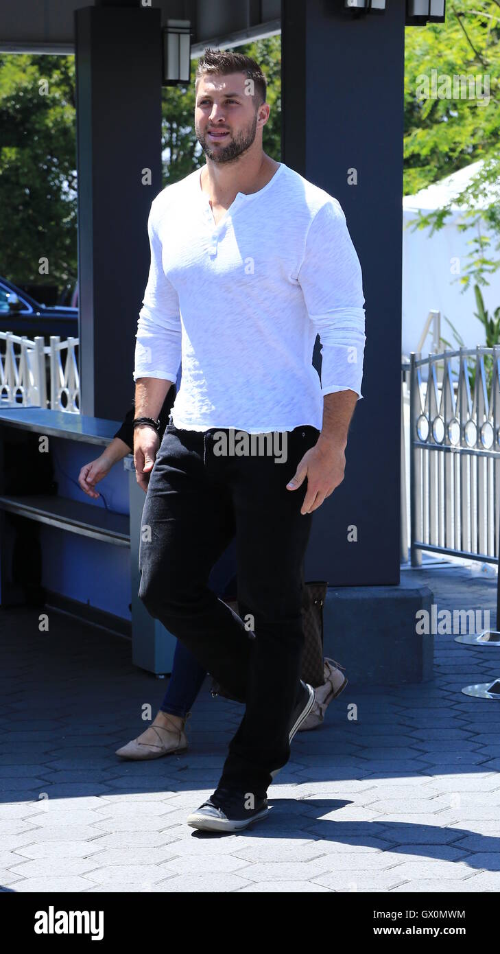 Tim Tebow arrives on the set of 'Extra' at Universal Studios  Featuring: Tim Tebow Where: Universal City, California, United States When: 07 Jun 2016 Stock Photo