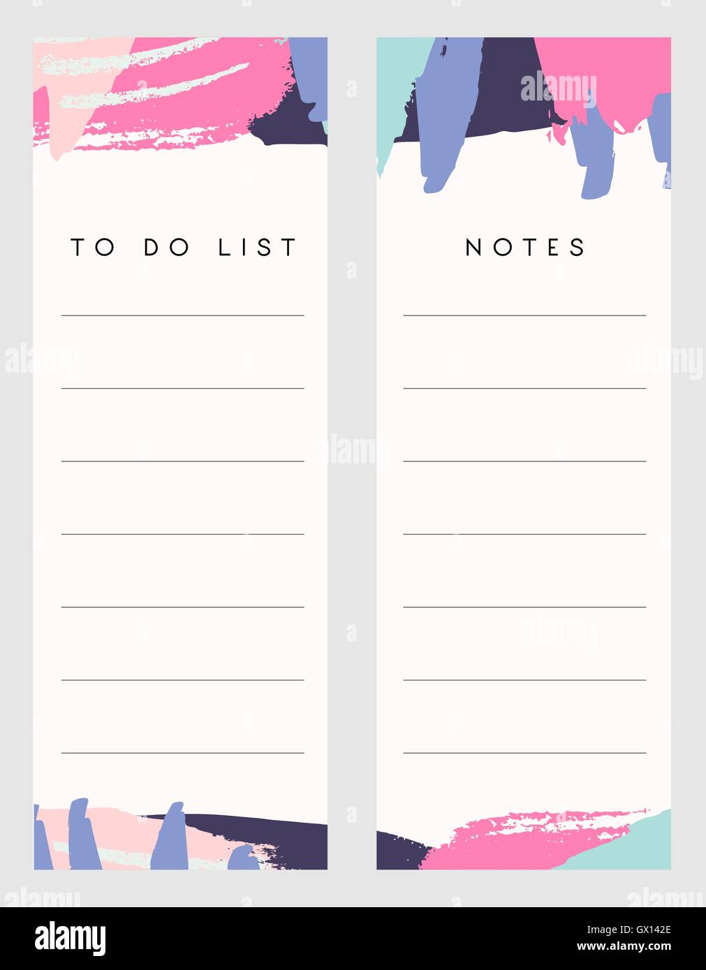 Printable notes and to do list template designs decorated with hand ...