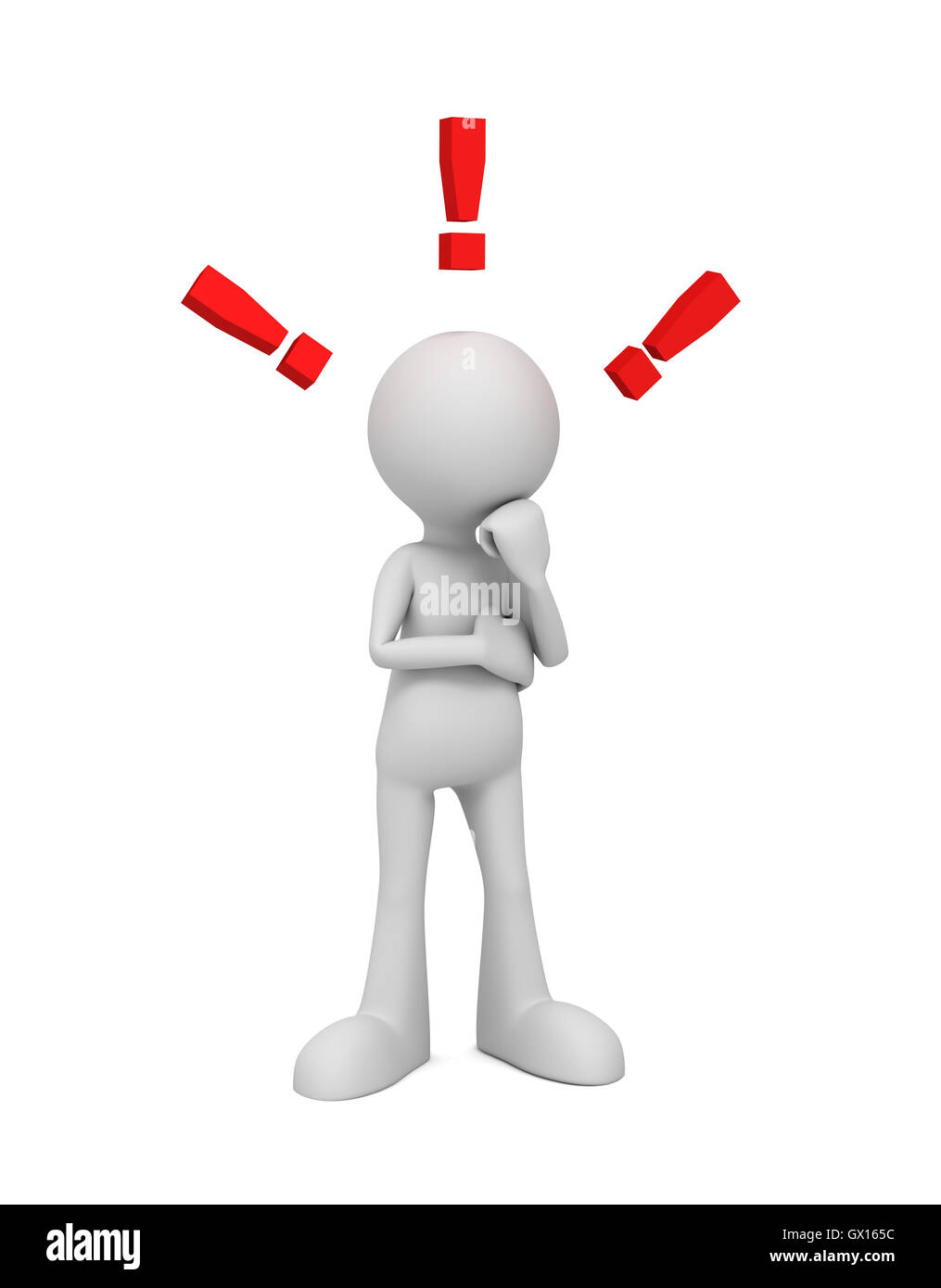 Человечек с восклицательным знаком для презентации