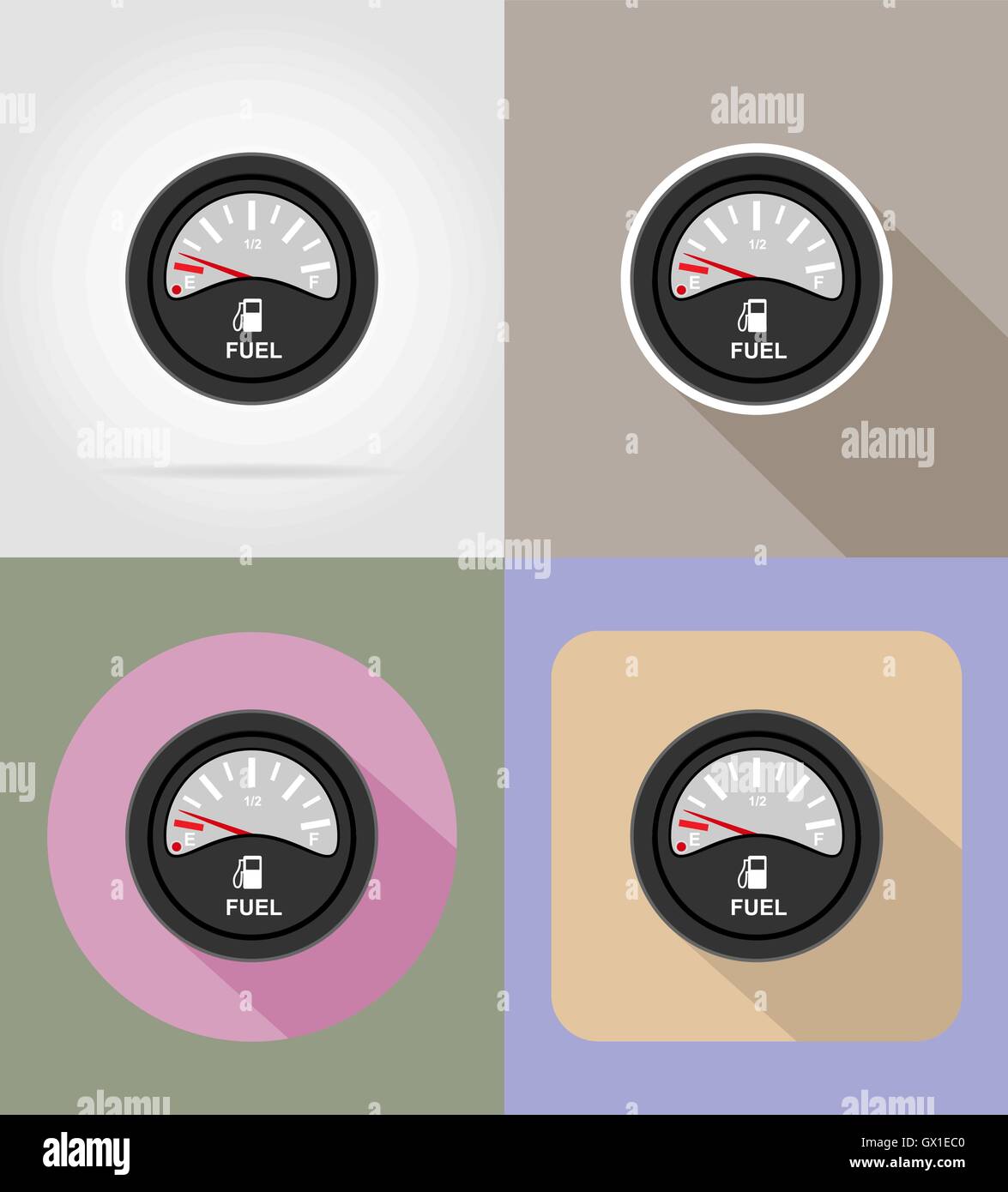 fuel level indicator flat icons vector illustration isolated on ...