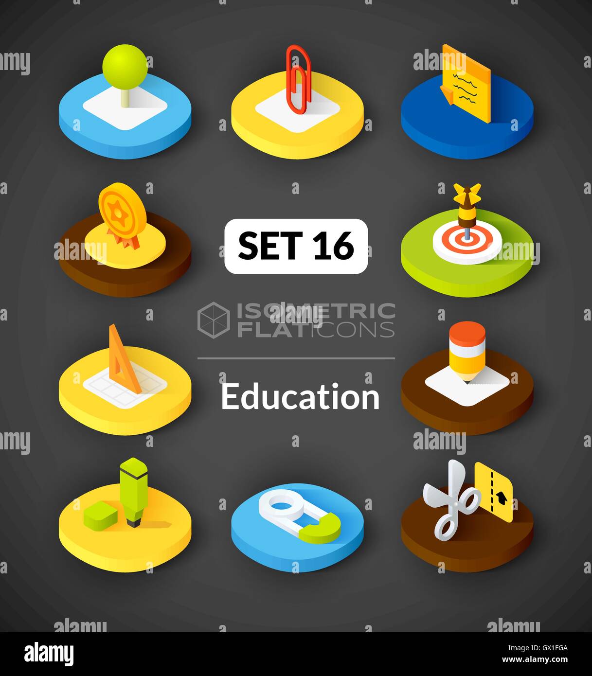 Isometric flat icons set 16 Stock Vector Image & Art - Alamy