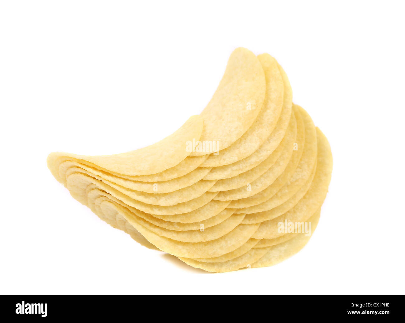 Stack of potato chips Stock Photo