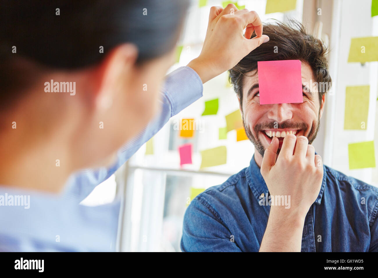 Game with sticky notes in workshop for creative start-up training Stock ...