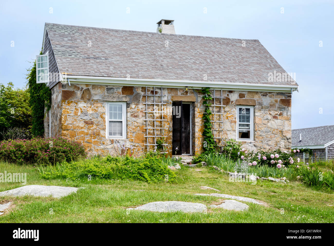 Home in the Old Fishing Village of Gosport Village on Star Island in the Isles of Shoals, New Hampshire Stock Photo