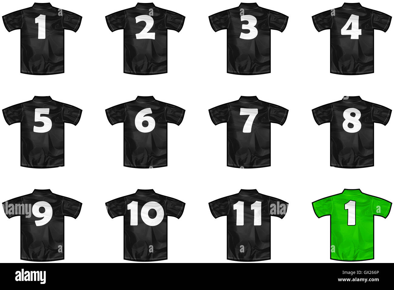 Black team shirts Stock Photo