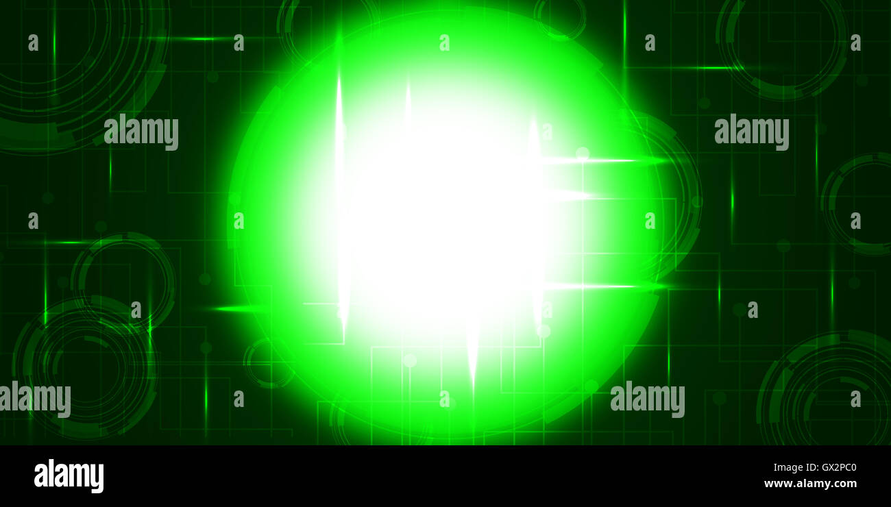 Green Background abstract with lighting lines digital concept. Stock Photo