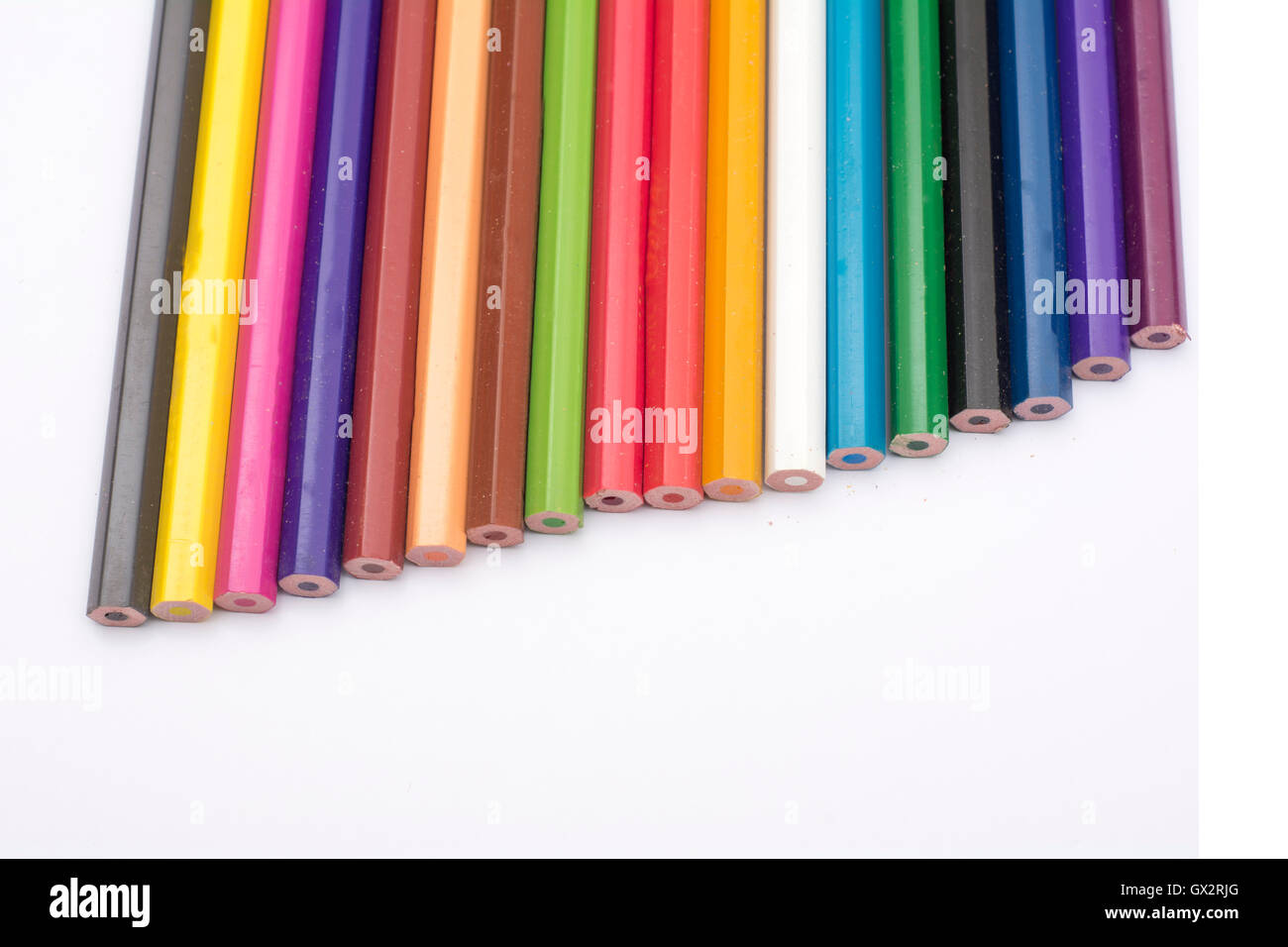 Colorful Pencils backside view conceptual art. Stock Photo