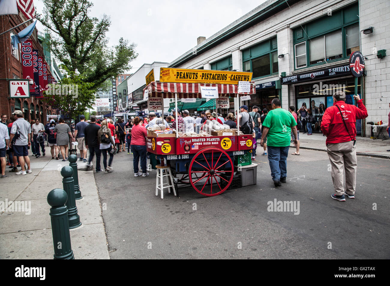 Fans gather on Yawkey Way at Fenway Park, Boston Red Sox Stock Photo - Alamy