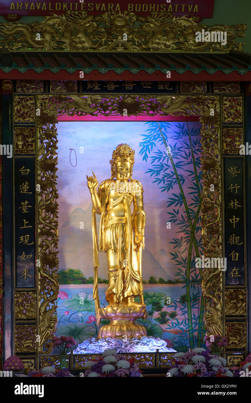 Guanyin Kwanyin bodhisattva statue in a Bangkok temple in Chinatown