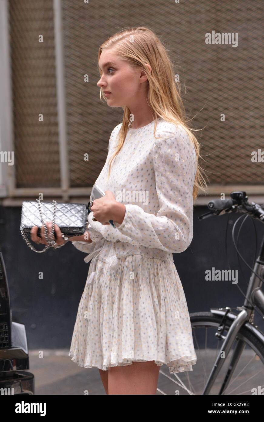 Elsa Hosk wearing a short dress in Tribeca Featuring: Elsa Hosk