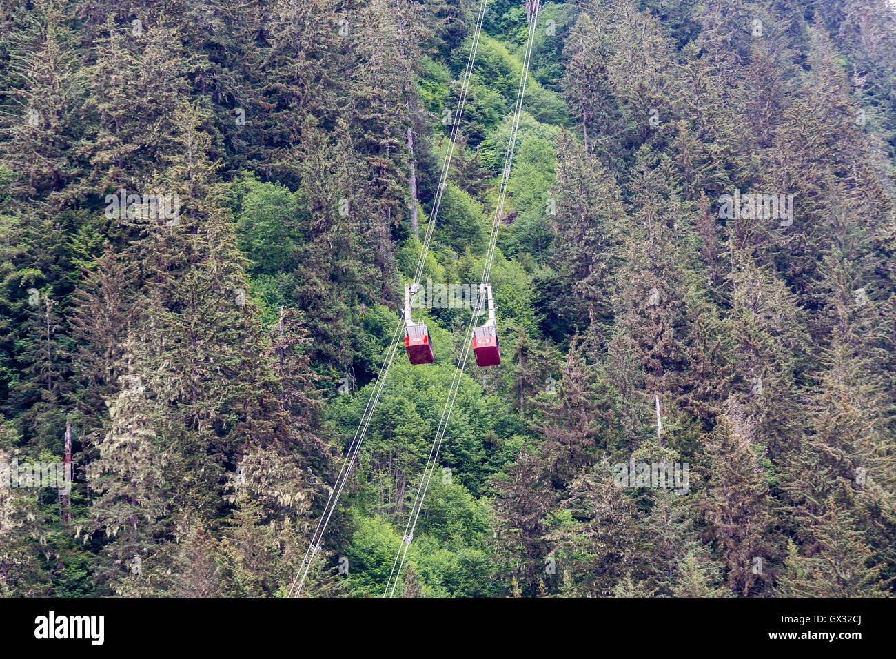 Cable car operation up the mountain in Juneau Alaska Stock Photo Alamy