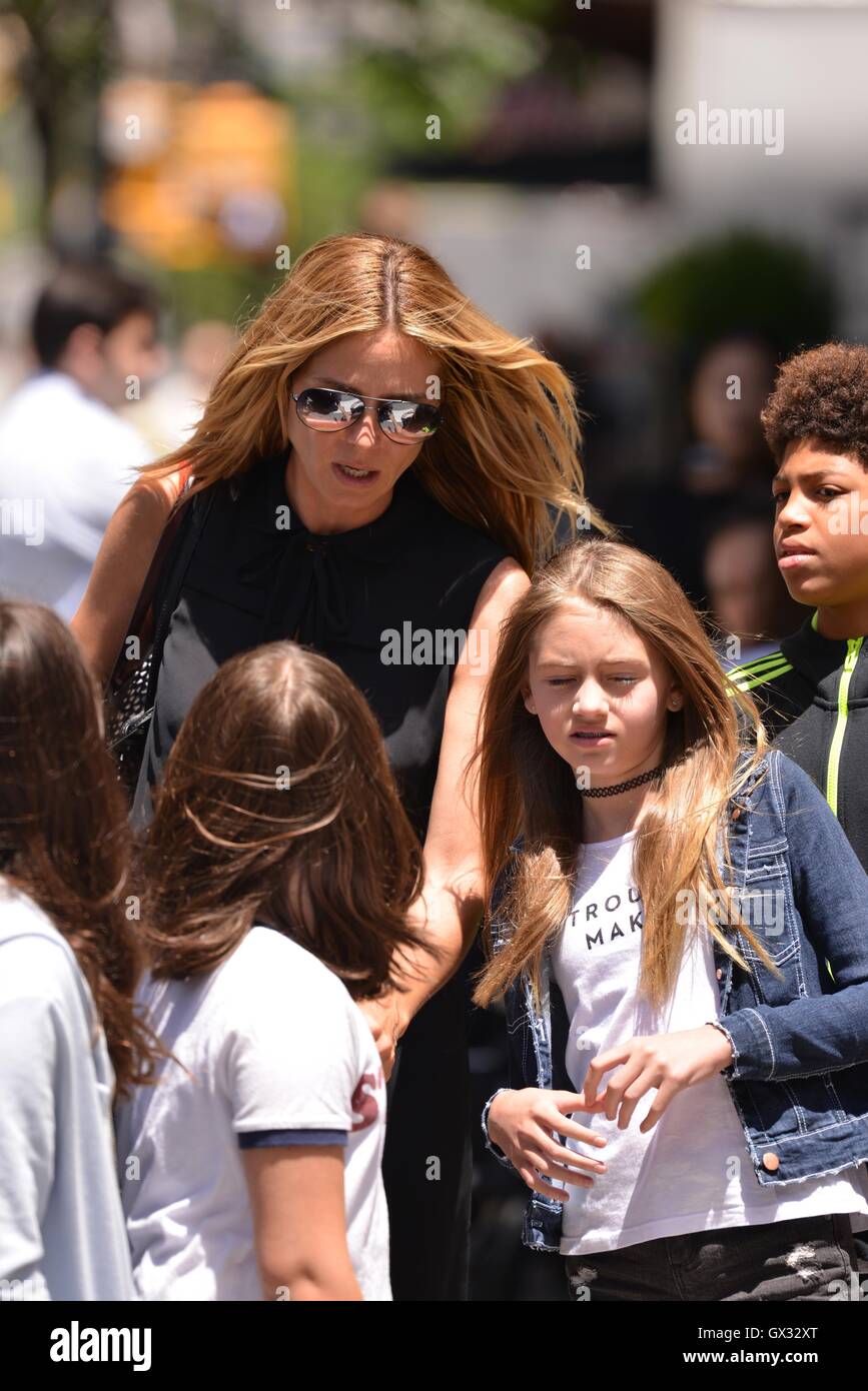 Heidi Klum goes out with her children on a sunny summer day in New York City  Featuring: Heidi Klum, Helene Boshoven Samuel, Henry Günther Ademola Dashtu Samuel Where: New York City, New York, United States When: 15 Jun 2016 Stock Photo