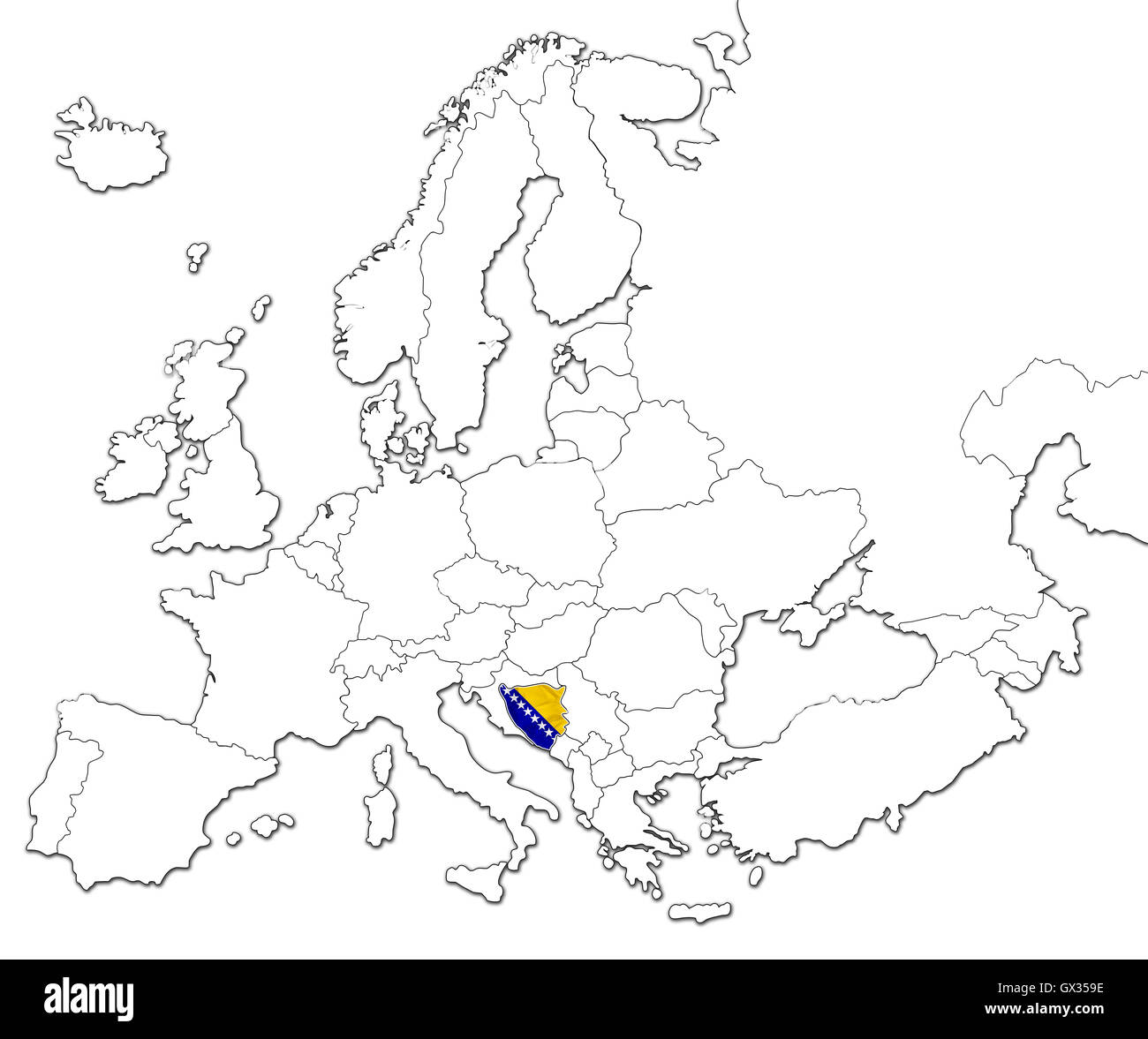 Map of Bosnia Stock Photo
