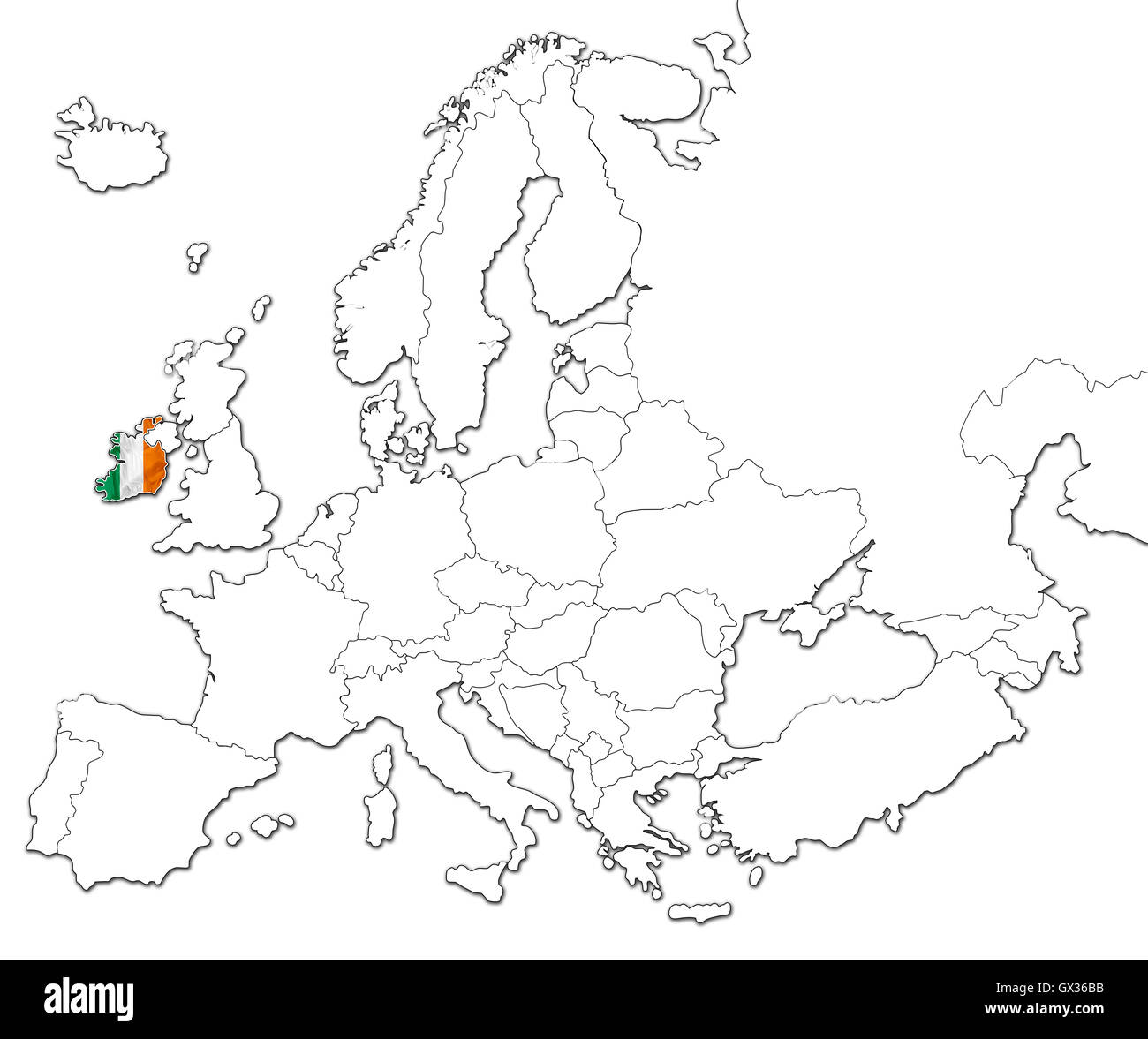 Map of Ireland Stock Photo