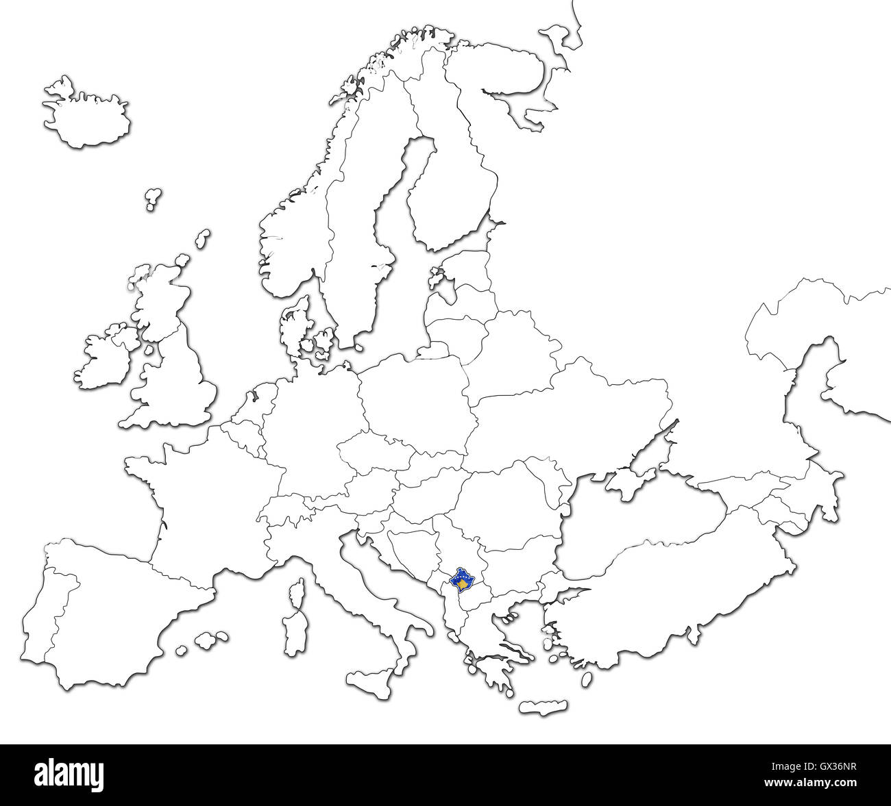Map of Kosovo Stock Photo