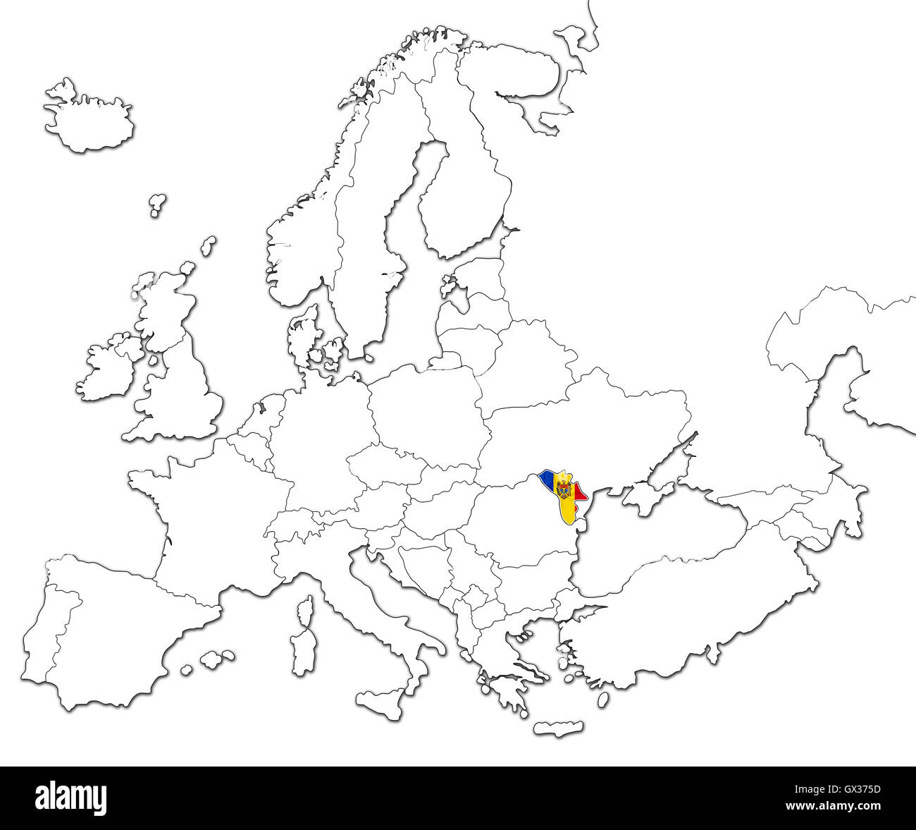 Map of Moldova Stock Photo