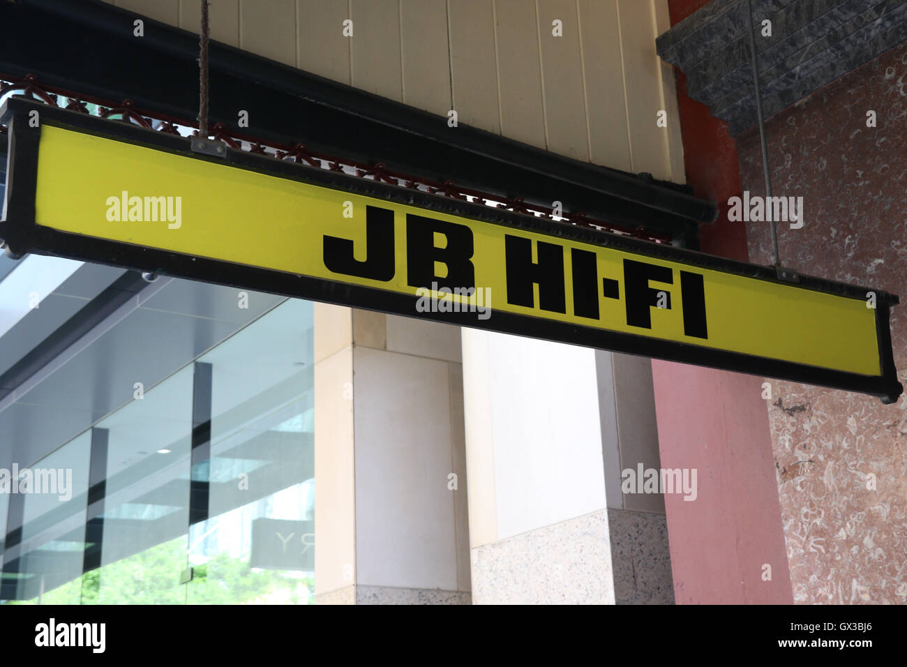 Sydney, Australia. 14 September 2016. JB Hi-Fi electronics retailer plans to acquire electronics and white goods retailer The Good Guys. Pictured: JB Hi-Fi signage in Pitt Street Mall, Sydney. Credit:  Richard Milnes/Alamy Live News Stock Photo