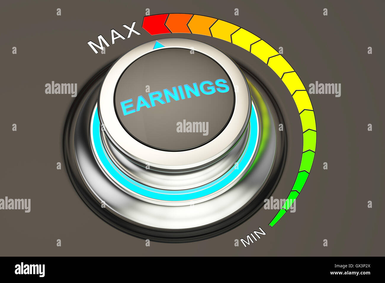earnings concept, highest level of earnings. 3D rendering Stock Photo