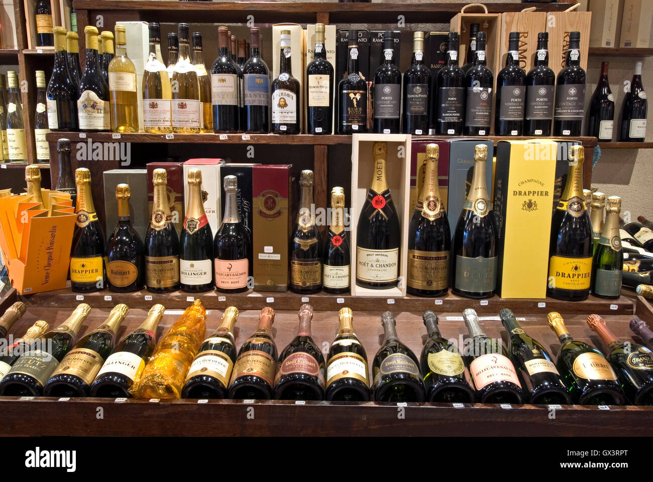 Interior display of variety luxury champagne bottles in prestigious wine  shop Jean-Luc Aegerter central Beaune Burgundy France Stock Photo - Alamy