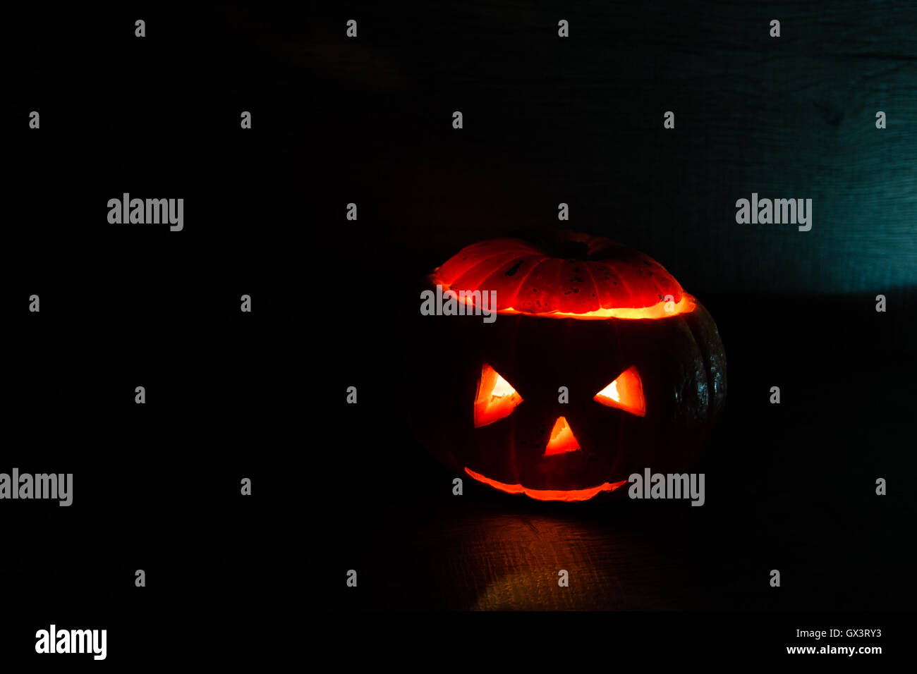 Halloween Pumpkin In A Mystic Forest At Night Stock Photo - Alamy