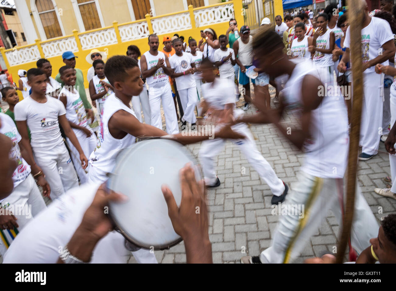 SALVADOR, BRAZIL - FEBRUARY 02, 2016: Brazilian capoeira group performs ...