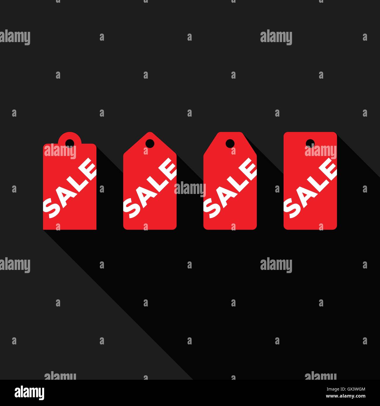 Set of sale tags flat design, long shadow vector illustration Stock ...