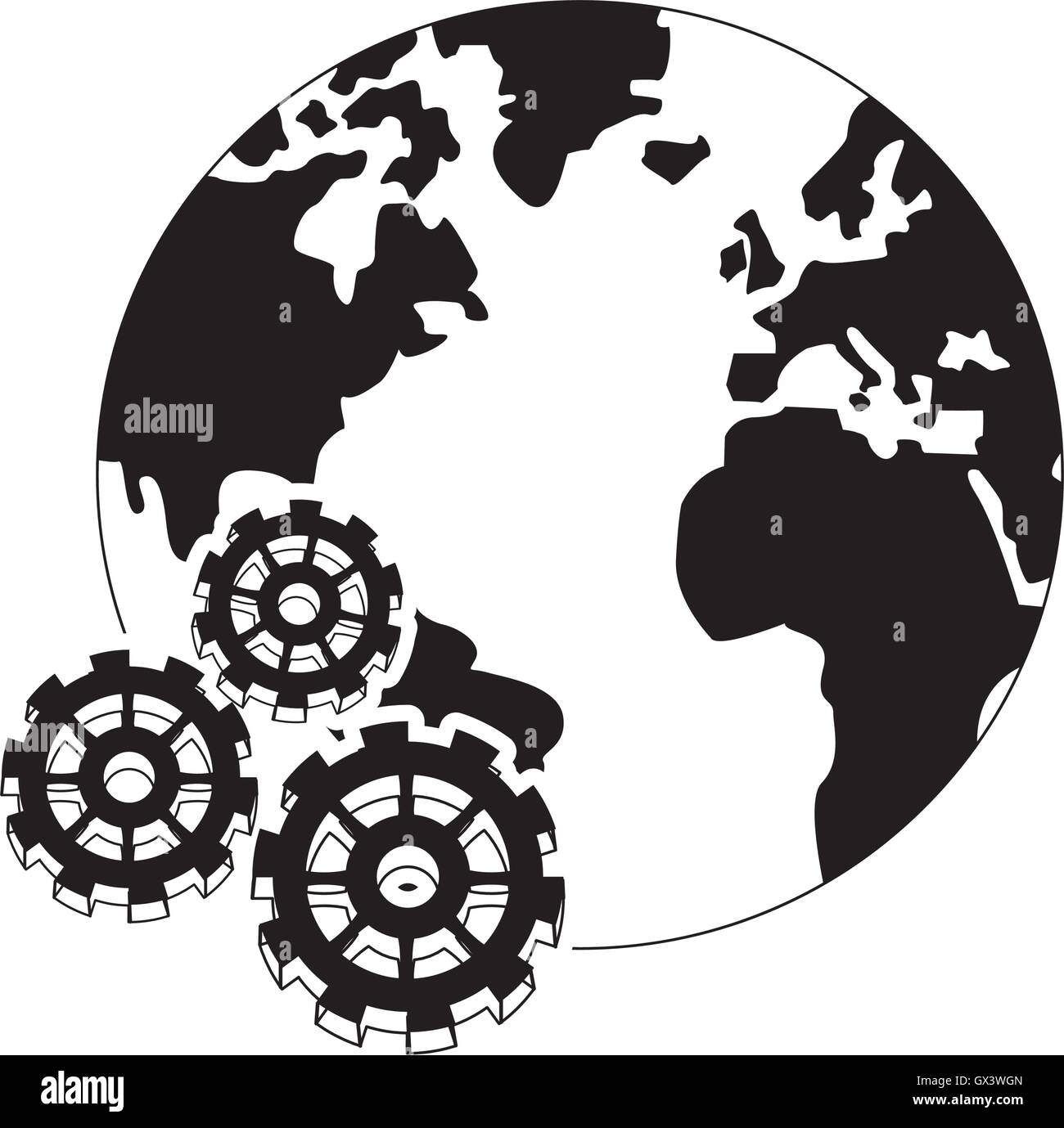 earth globe and gears icon Stock Vector Image & Art - Alamy