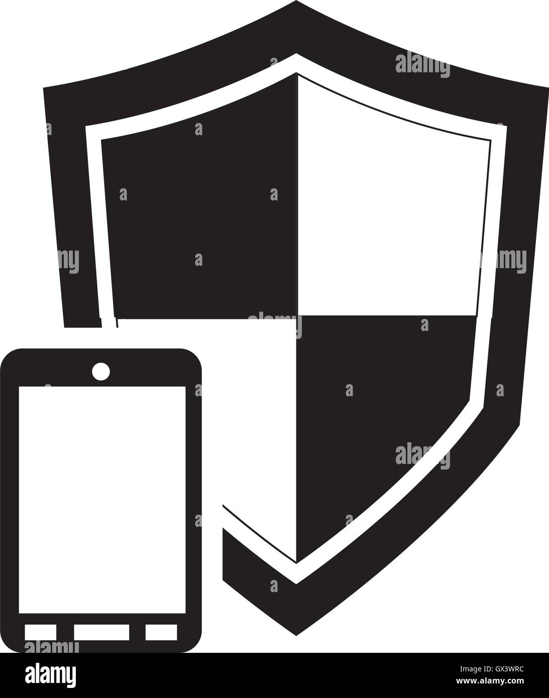 single shield and cellphone icon Stock Vector Image & Art - Alamy