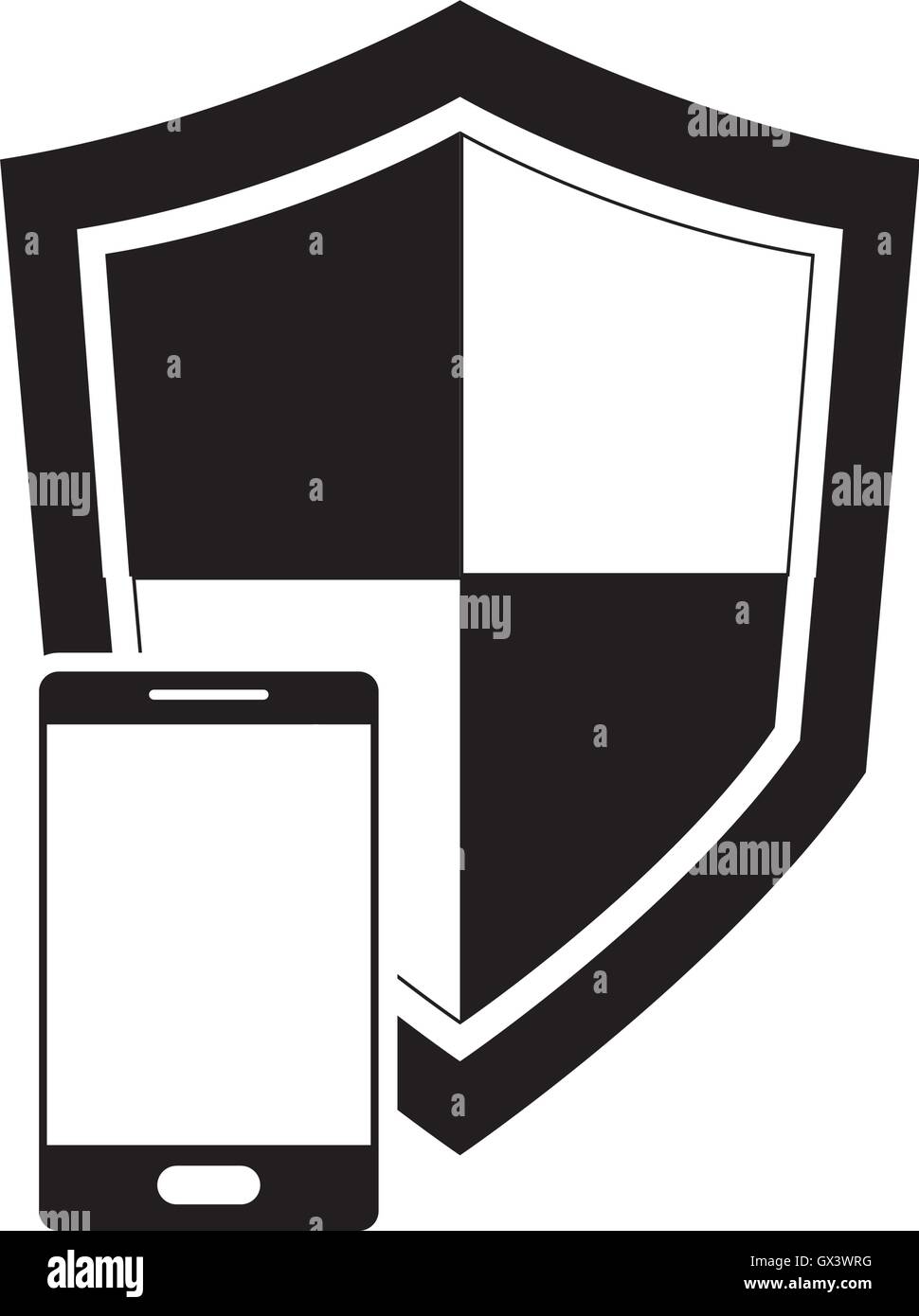 single shield and cellphone icon Stock Vector Image & Art - Alamy