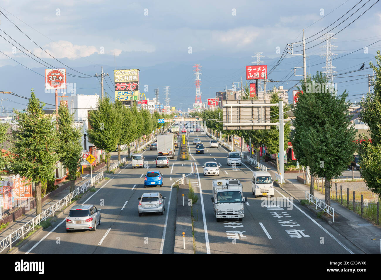 National Road No 20, Kai City, Yamanashi Prefecture, Japan Stock Photo