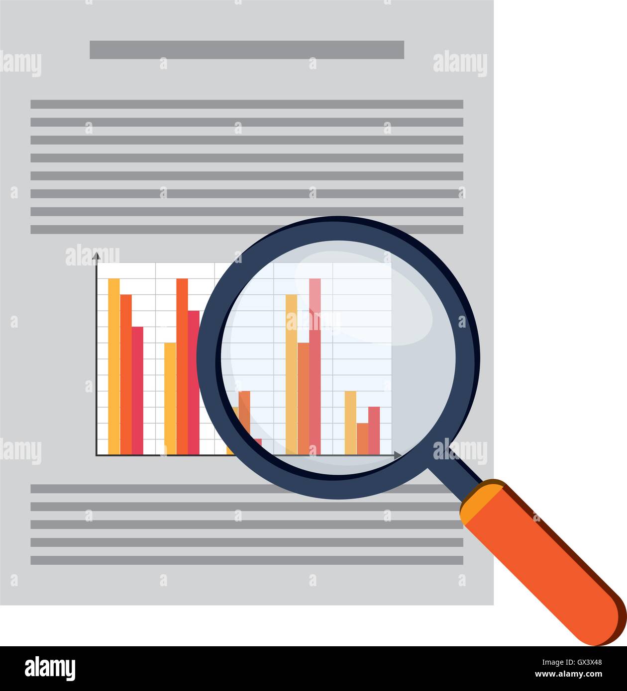 graph chart and magnifying glass icon Stock Vector Image & Art - Alamy