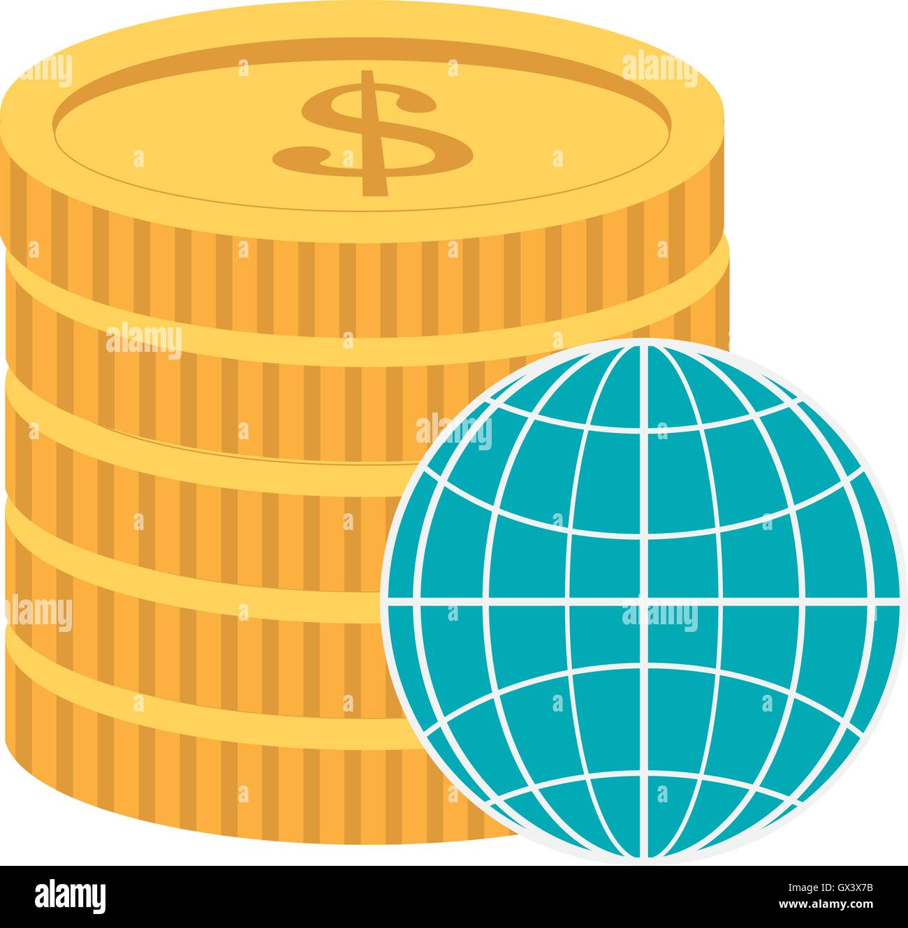 coin and earth globe diagram icon Stock Vector Image & Art - Alamy