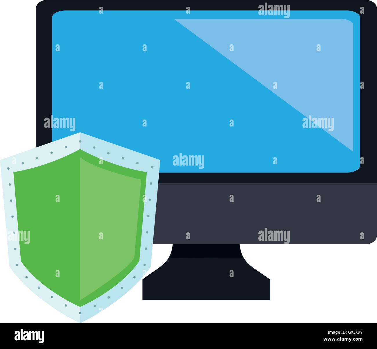 computer monitor and shield icon Stock Vector Image & Art - Alamy