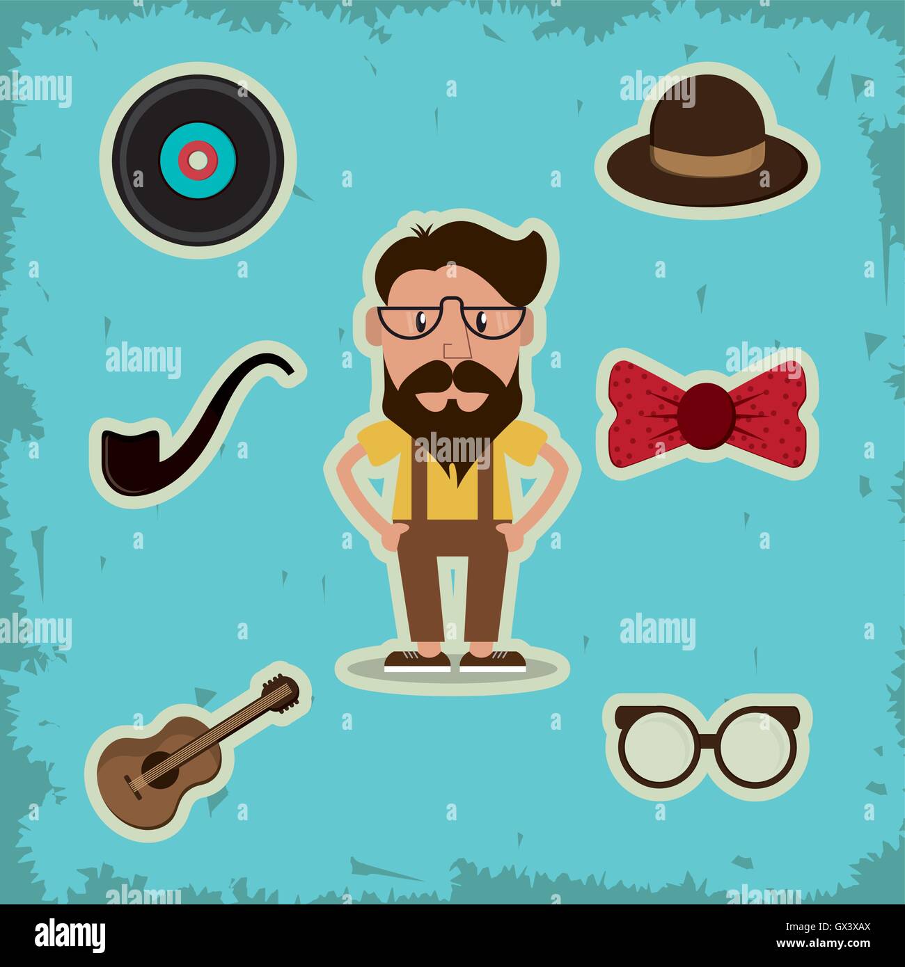 hipster fashion man and retro icons image Stock Vector Image & Art - Alamy