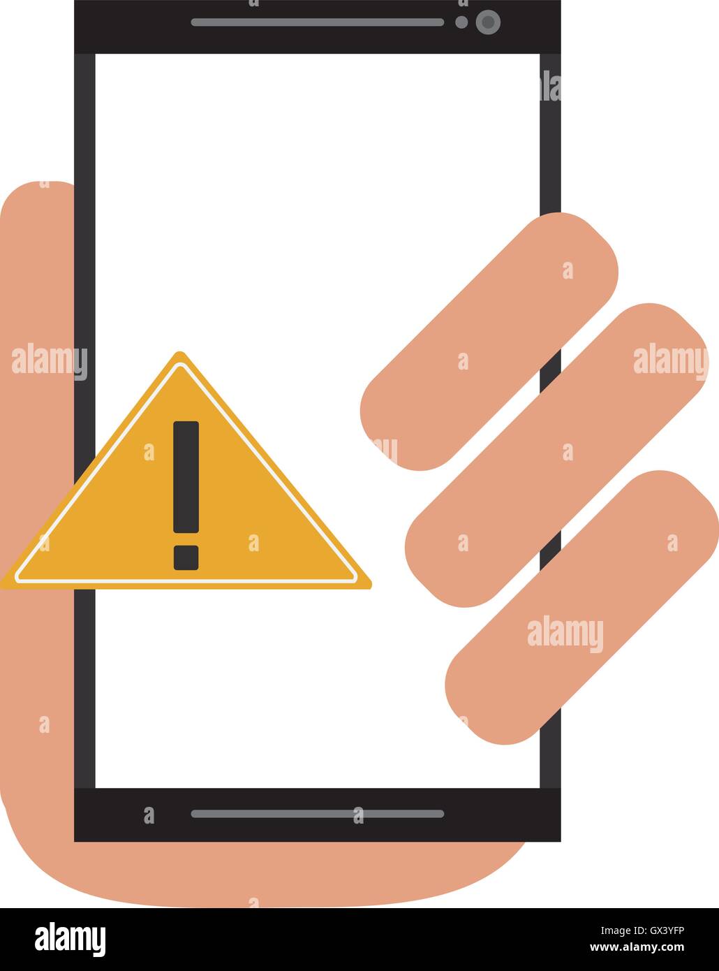 modern cellphone and warning sign icon Stock Vector Image & Art - Alamy