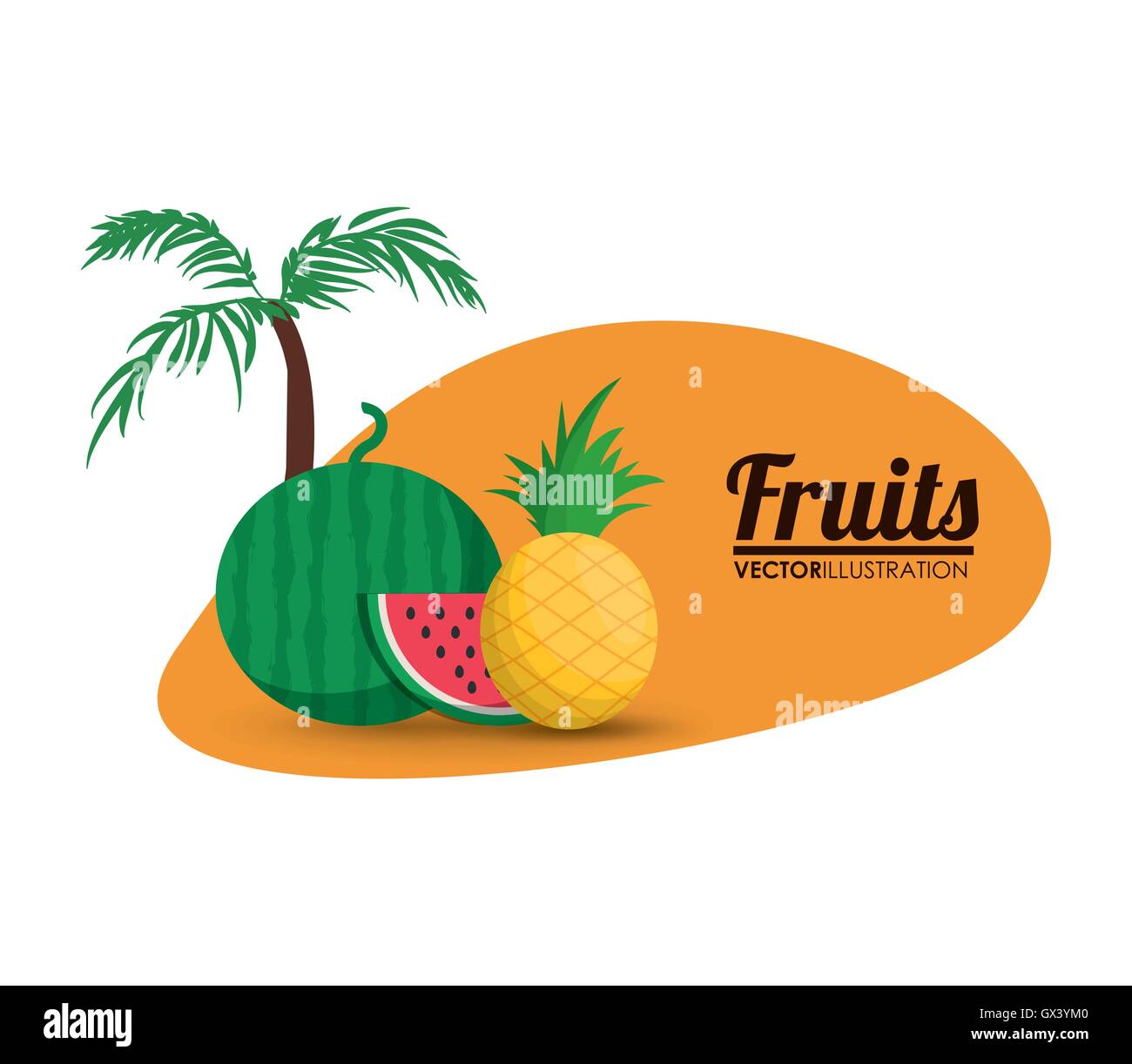 Watermelon and pineapple fruit design Stock Vector Image & Art - Alamy