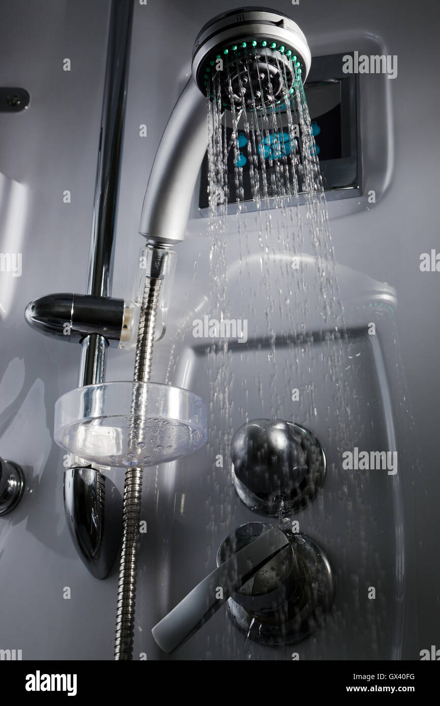 Water from the shower in the modern bathroom Stock Photo - Alamy