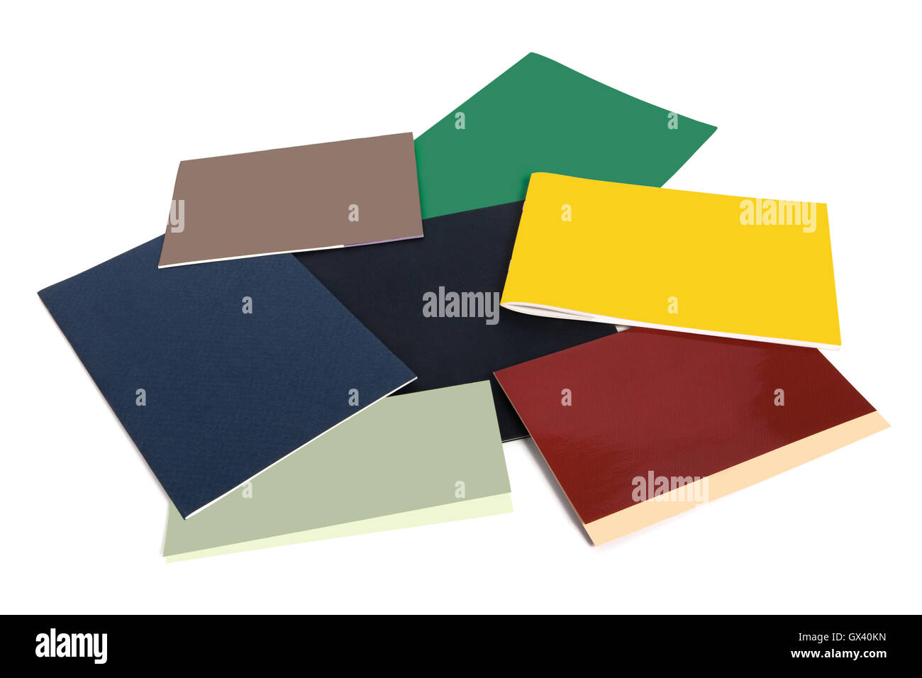 magazines and catalogs on a white background Stock Photo