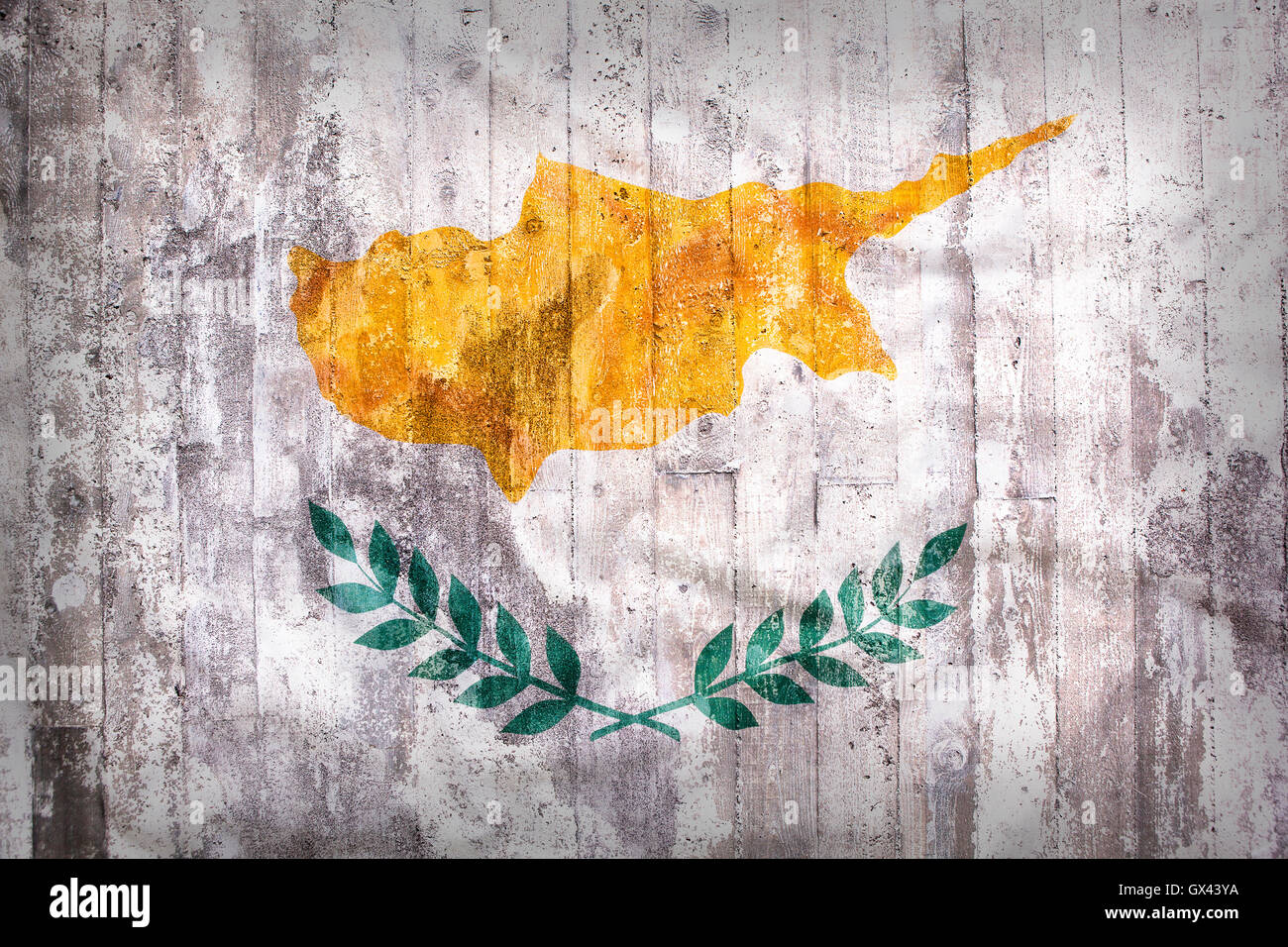 Grunge style of Cyprus flag on a brick wall for background Stock Photo