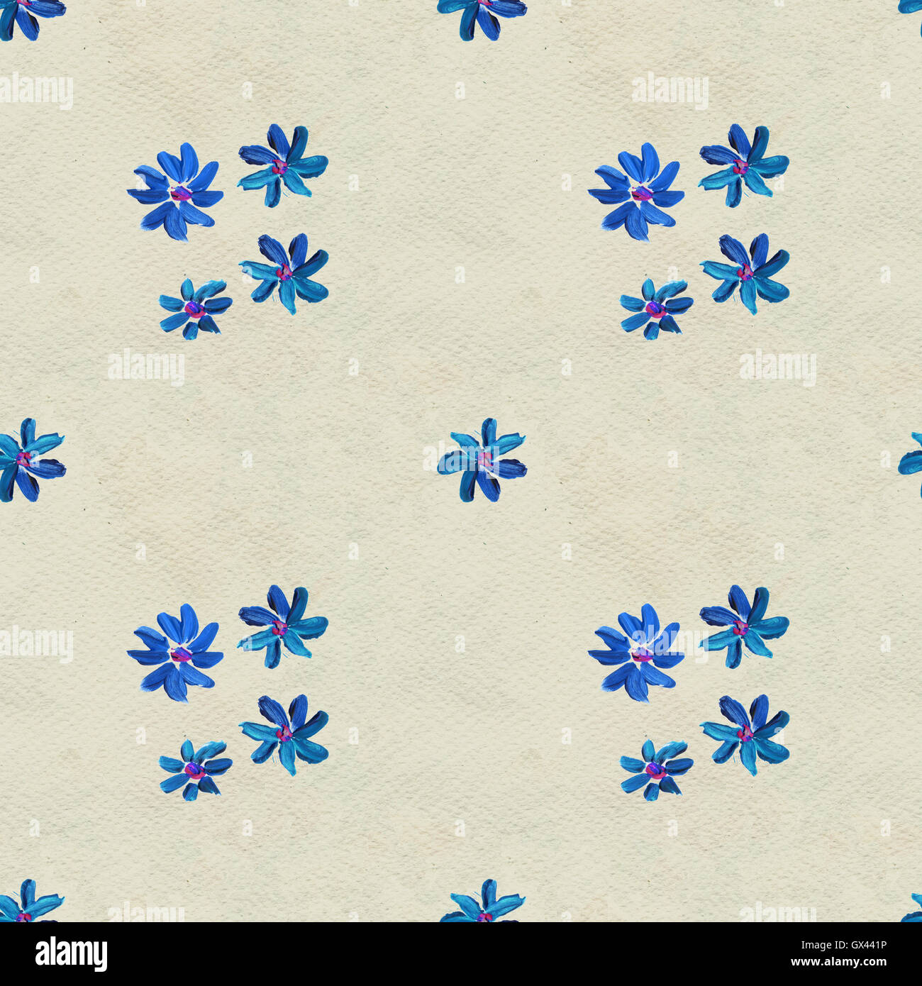Seamless pattern with blue flowers Stock Photo - Alamy