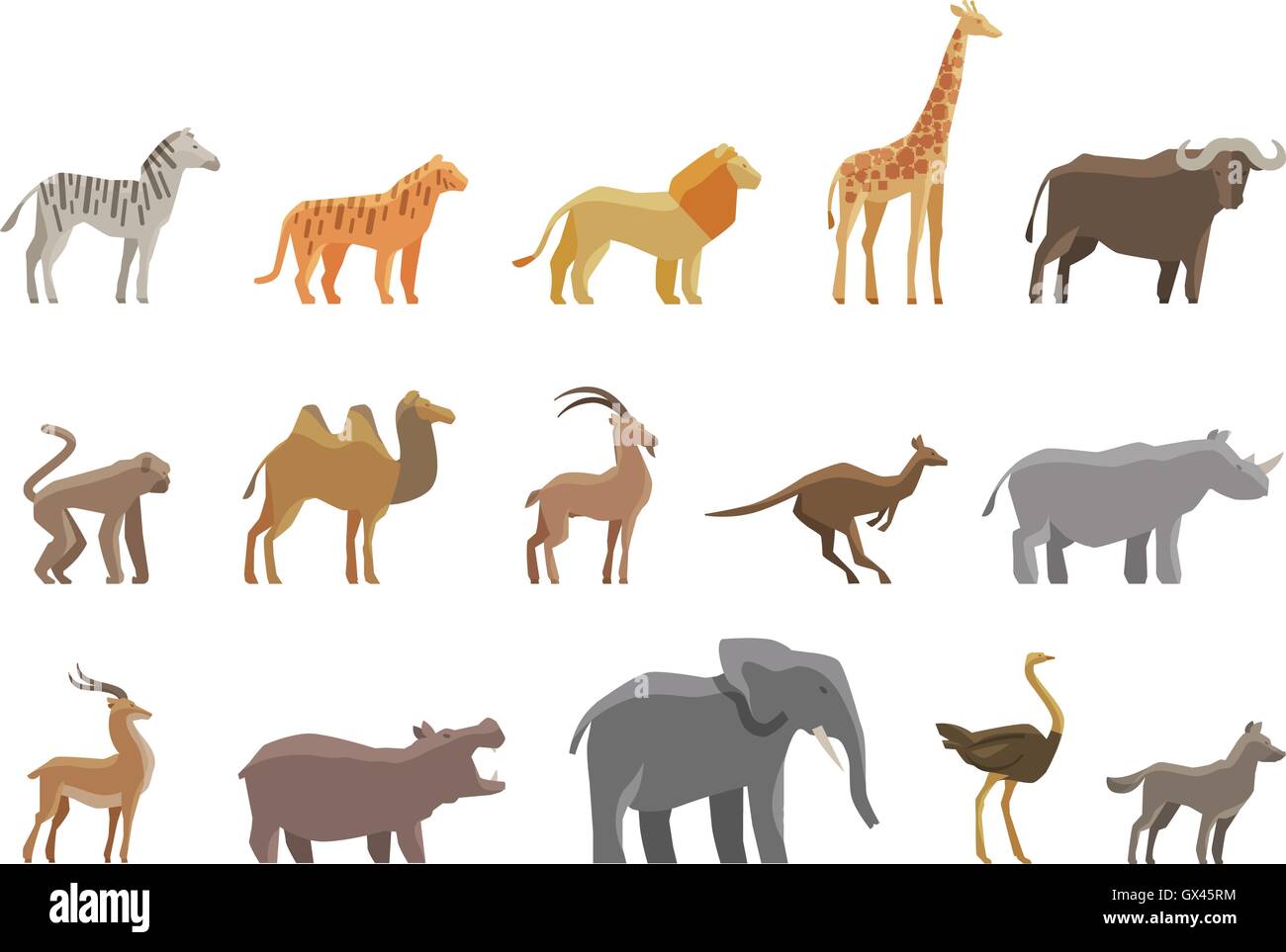 Animals. Set colored vector icons and symbols Stock Vector Image & Art ...