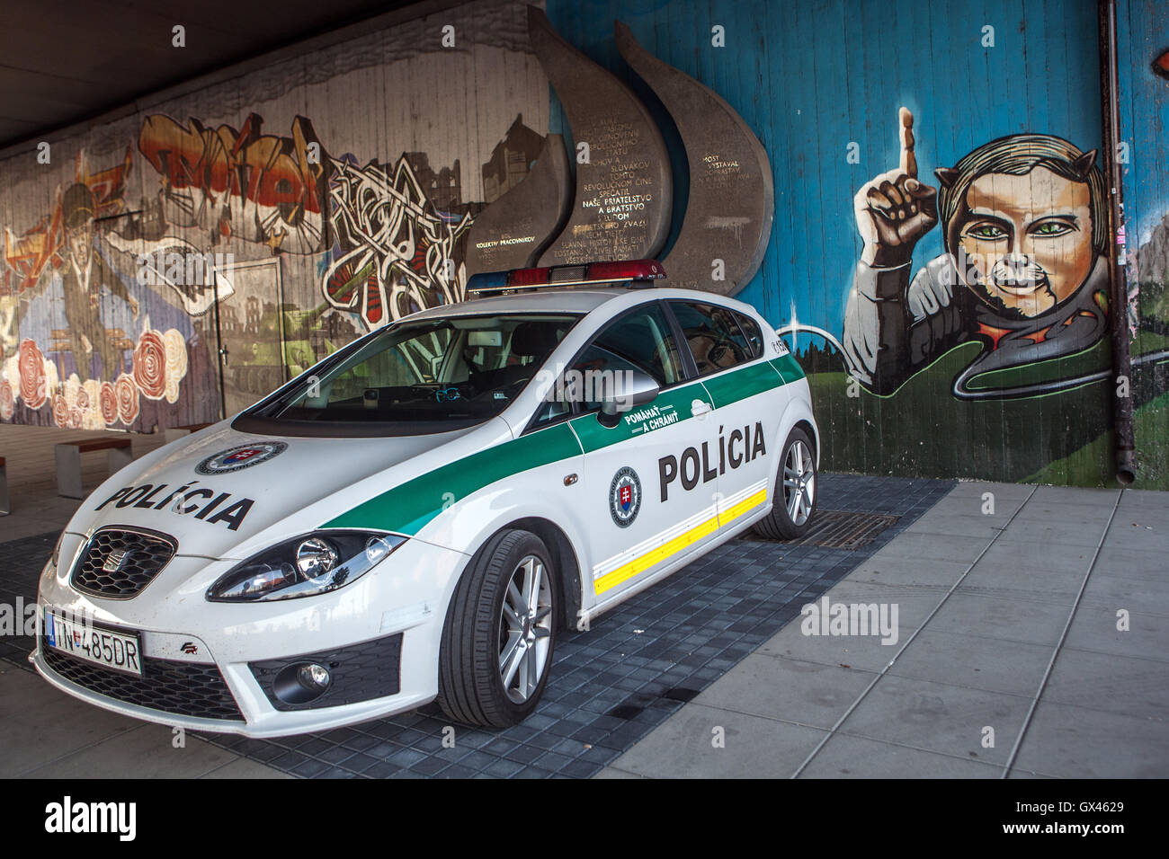 A police car, Bratislava, Slovakia, Europe Stock Photo