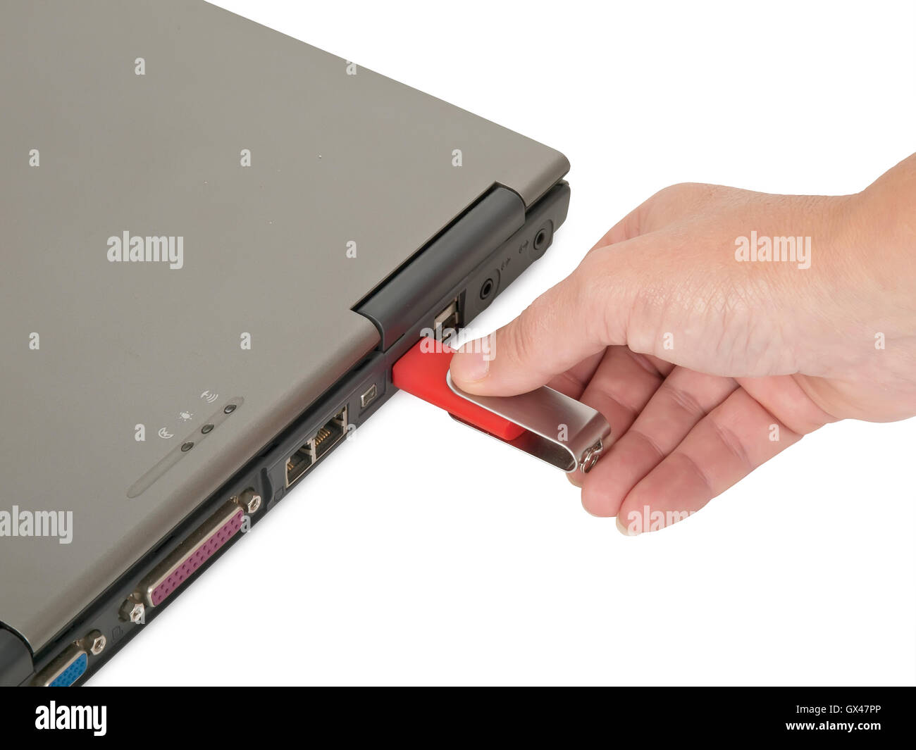 Inserting memory stick Stock Photo Alamy