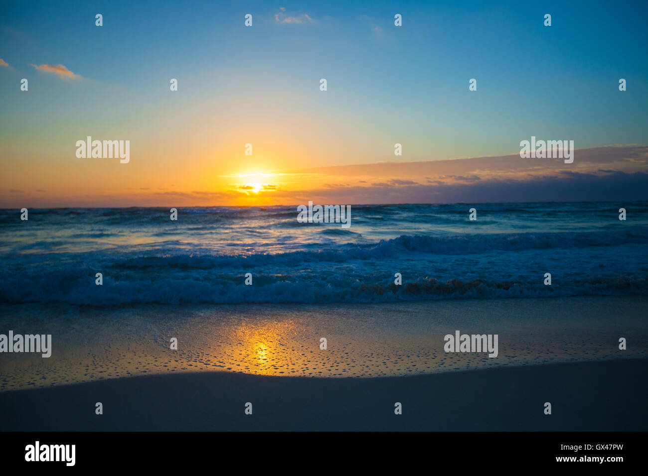 Amazing colorful sunset on the beach resort in Mexico Stock Photo - Alamy