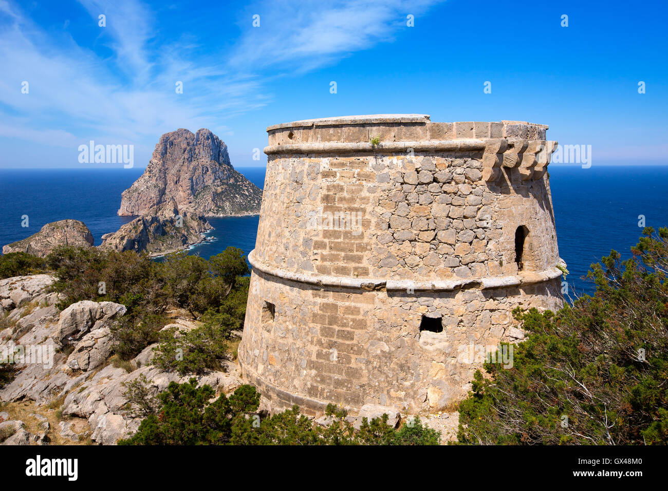 Ibiza Es Vedra view from Torre des Savinar Tower Stock Photo